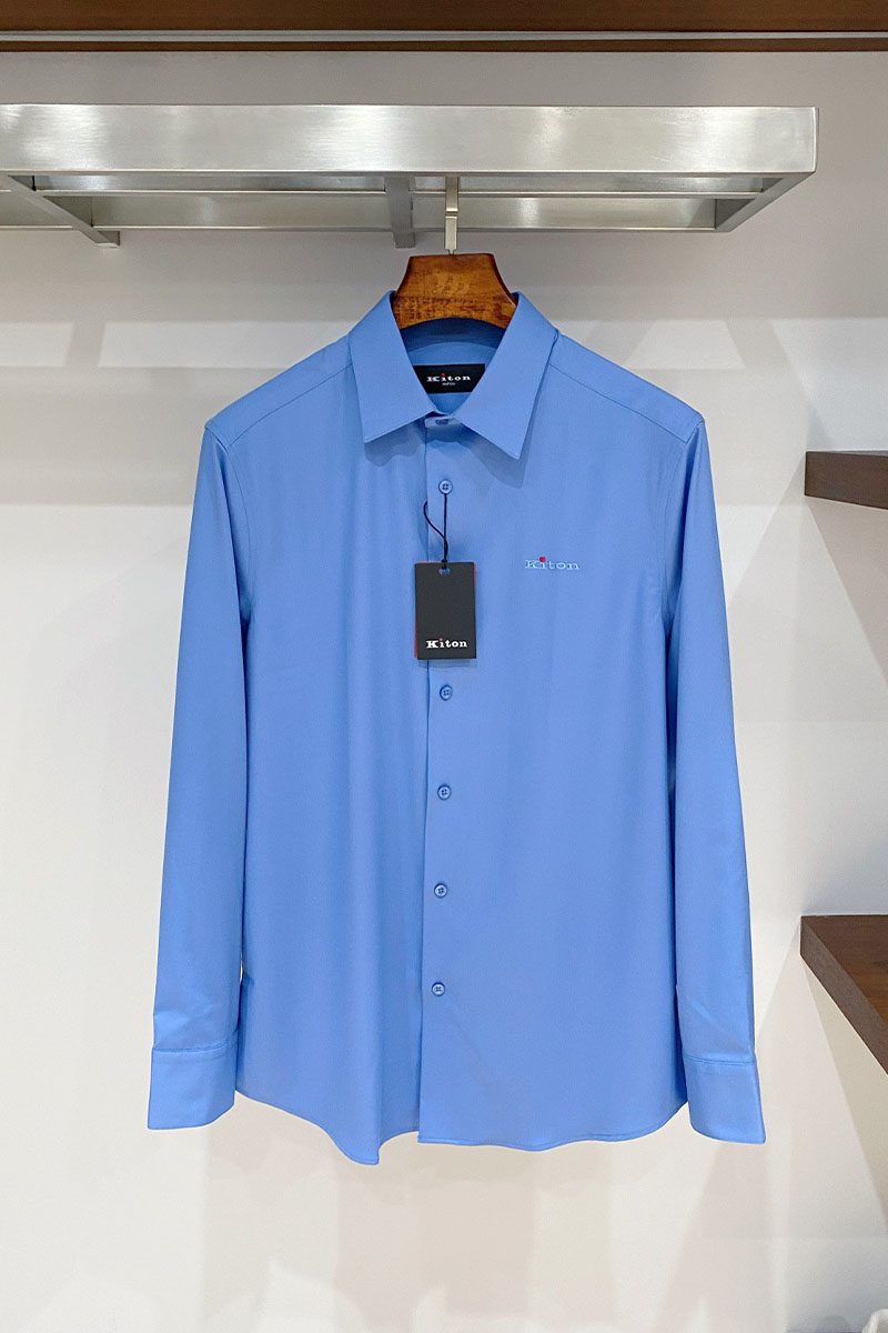 Kiton Мужская синяя рубашка premium