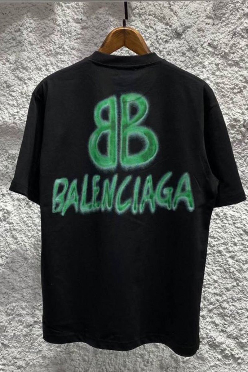 Balenciaga Мужская чёрная футболка graffiti-logo