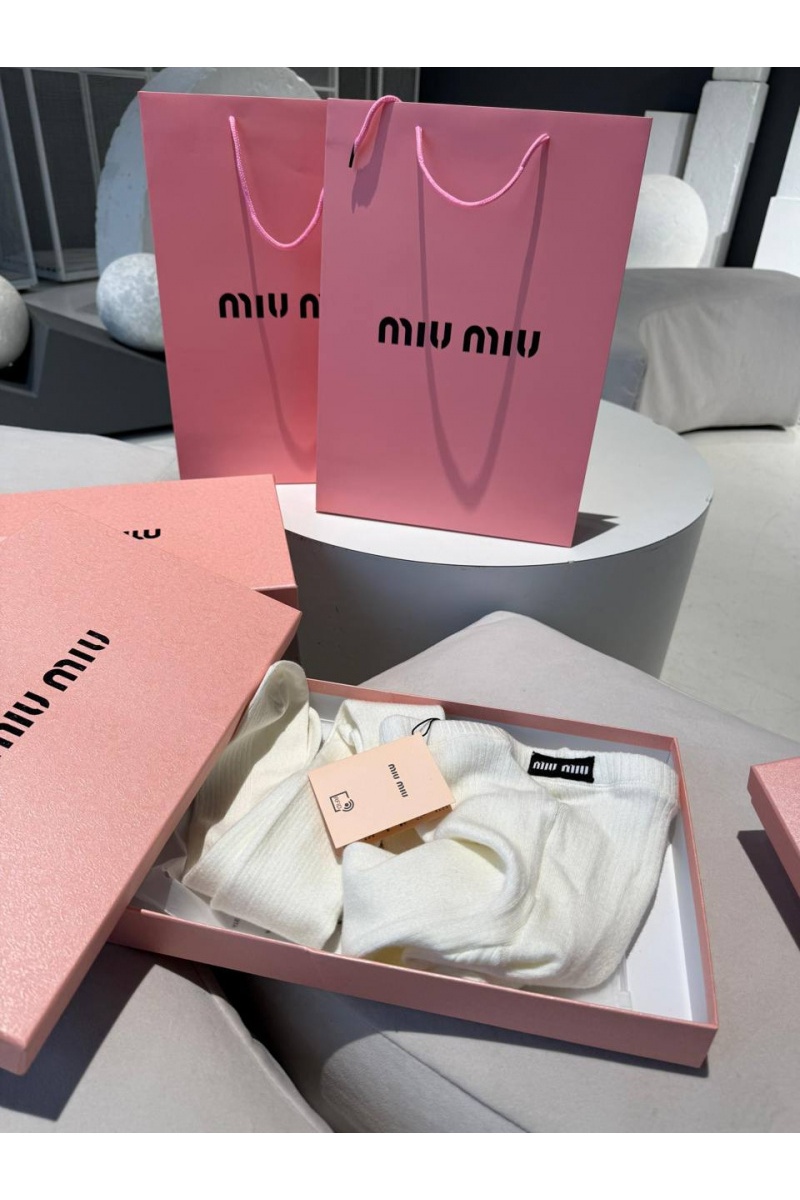 MIU MIU Женские кашемировые колготы белого цвета
