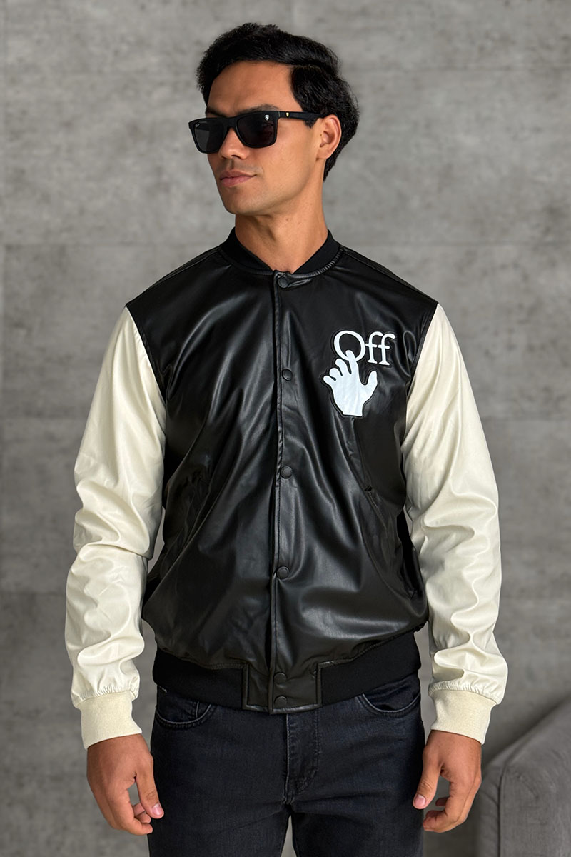 Off-White Мужской чёрный бомбер  Hands Off logo