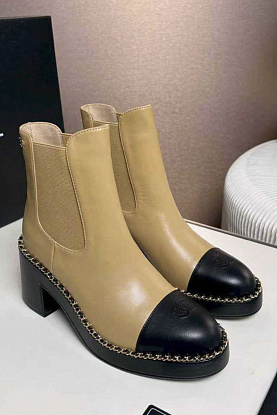 Женские кожаные сапоги premium - Beige