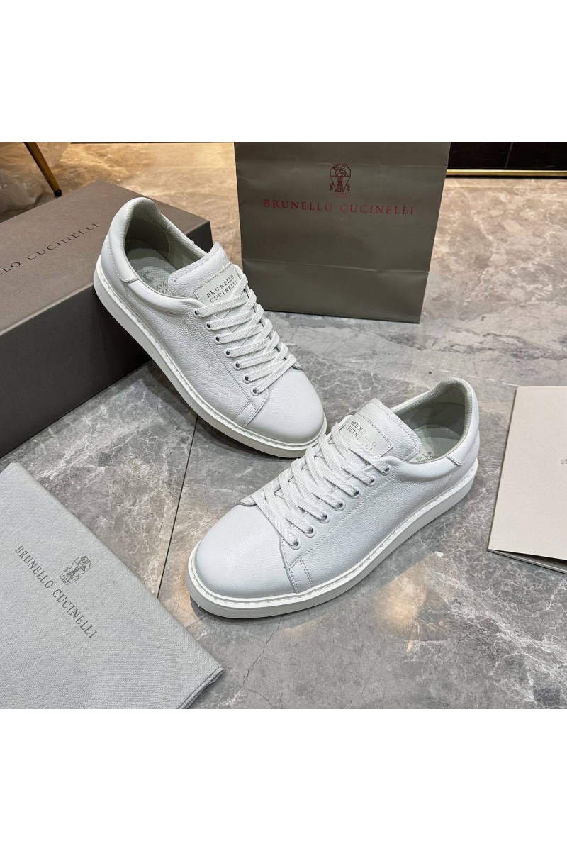 Designer Мужские кроссовки grain leather - White