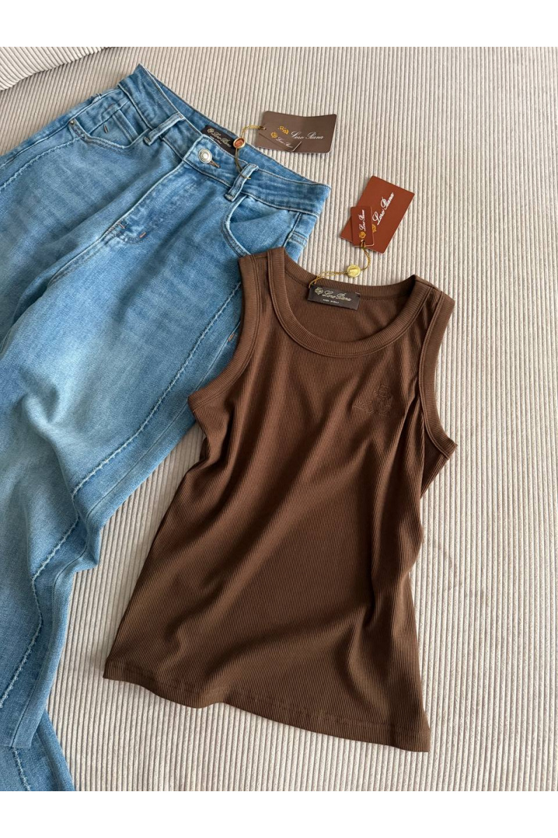 Loro Piana Женская коричневая майка premium
