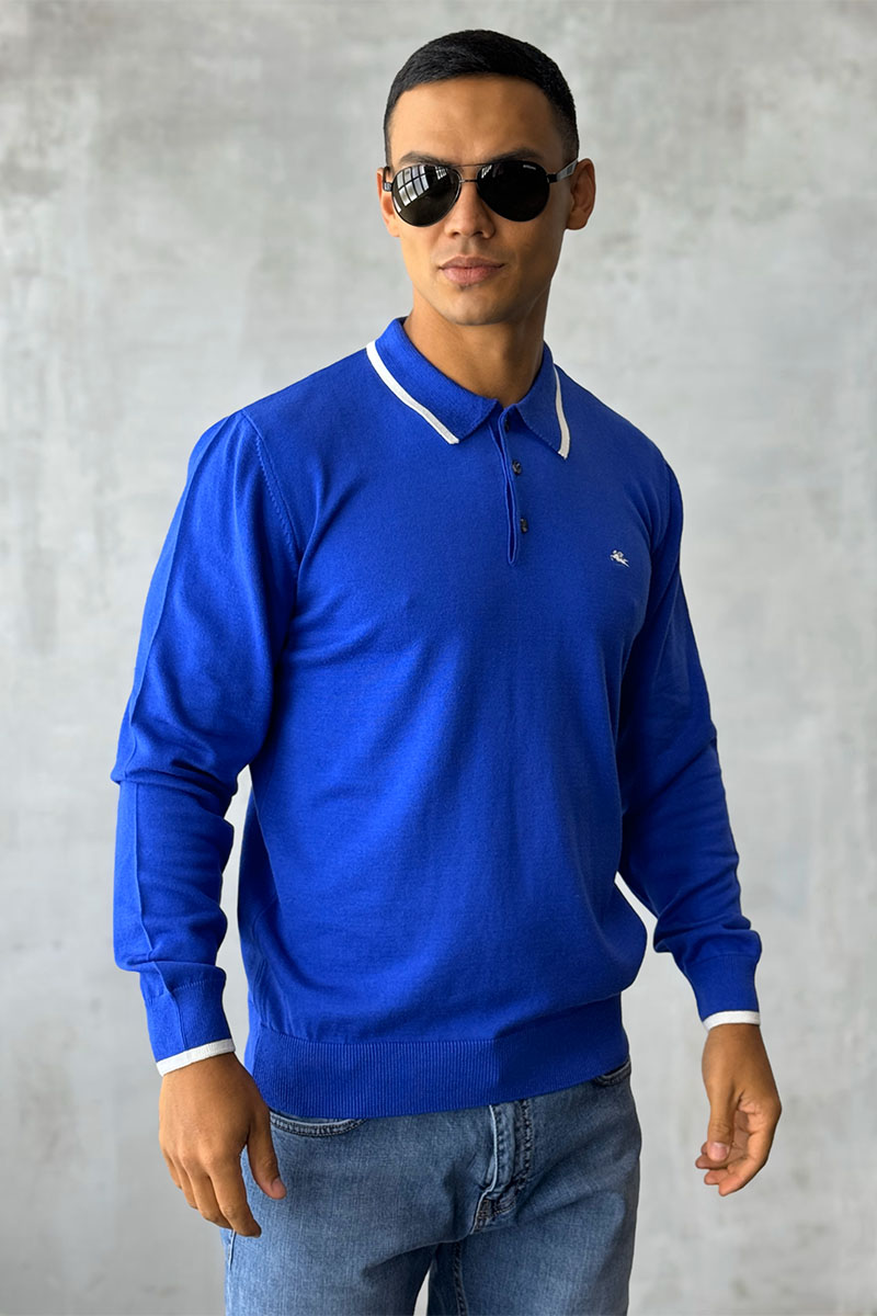 Etro Поло с длинным рукавом Pegaso logo - Blue