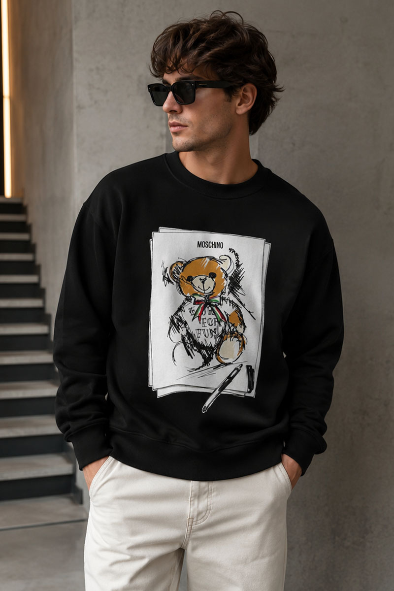 Moschino Мужской чёрный свитшот Teddy Bear