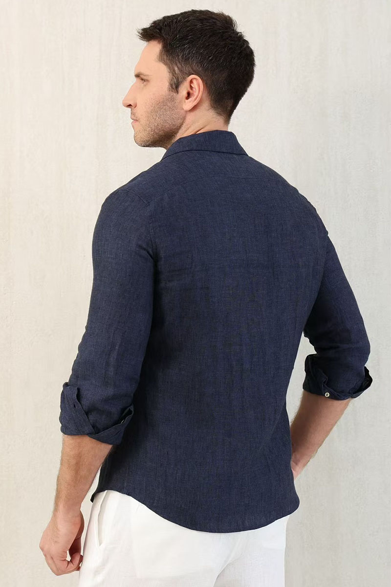 Designer Льняная рубашка Premium - Navy