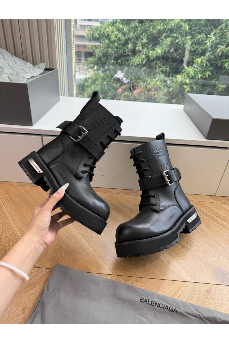 Balenciaga Женские кожаные ботинки Venom Lace-Up premium
