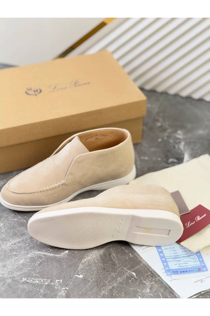 Loro Piana Замшевые лоферы с меховой стелькой Open Walk - Beige