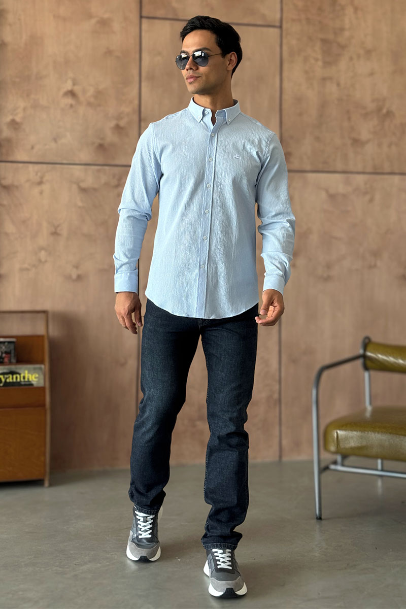 Etro Мужская голубая рубашка Pegasus logo