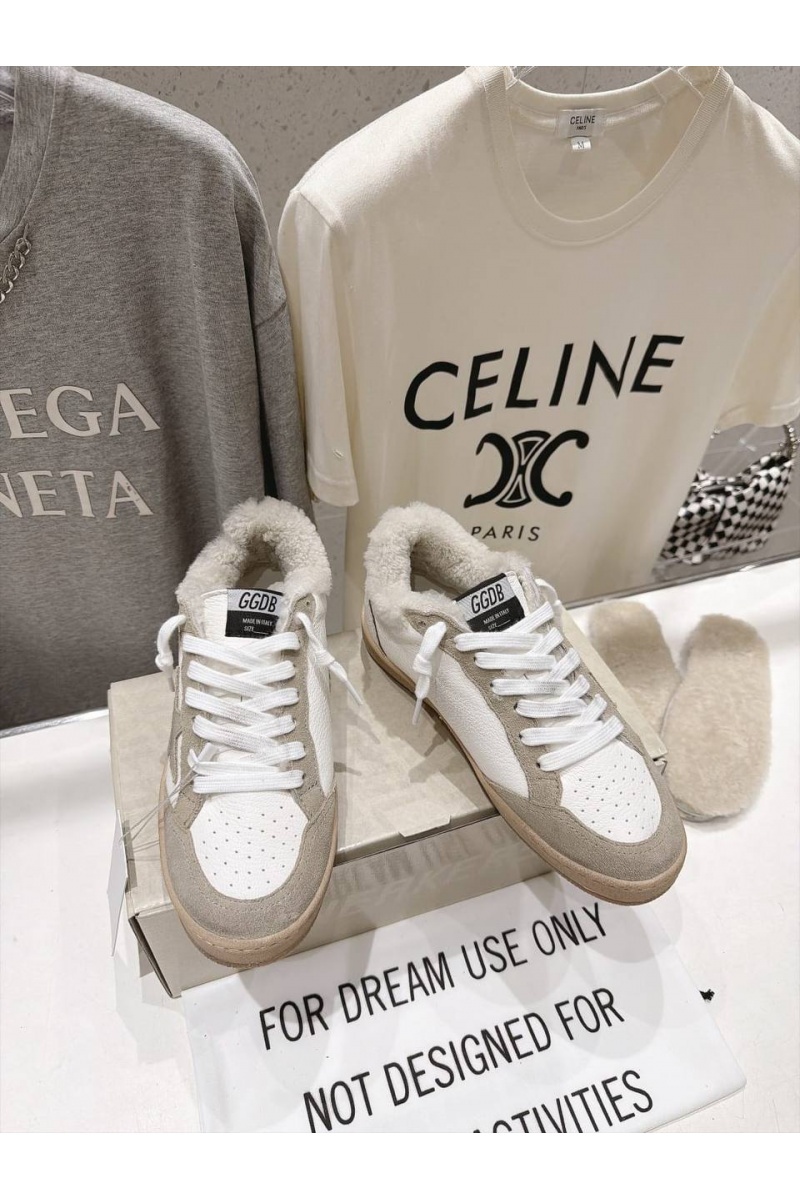 Designer Clothing Женские комбинированные кроссовки с мехом Golden Goose Ball Star premium