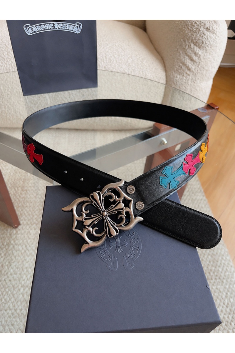 Chrome Hearts Кожаный ремень Cross Patch Cemetery premium