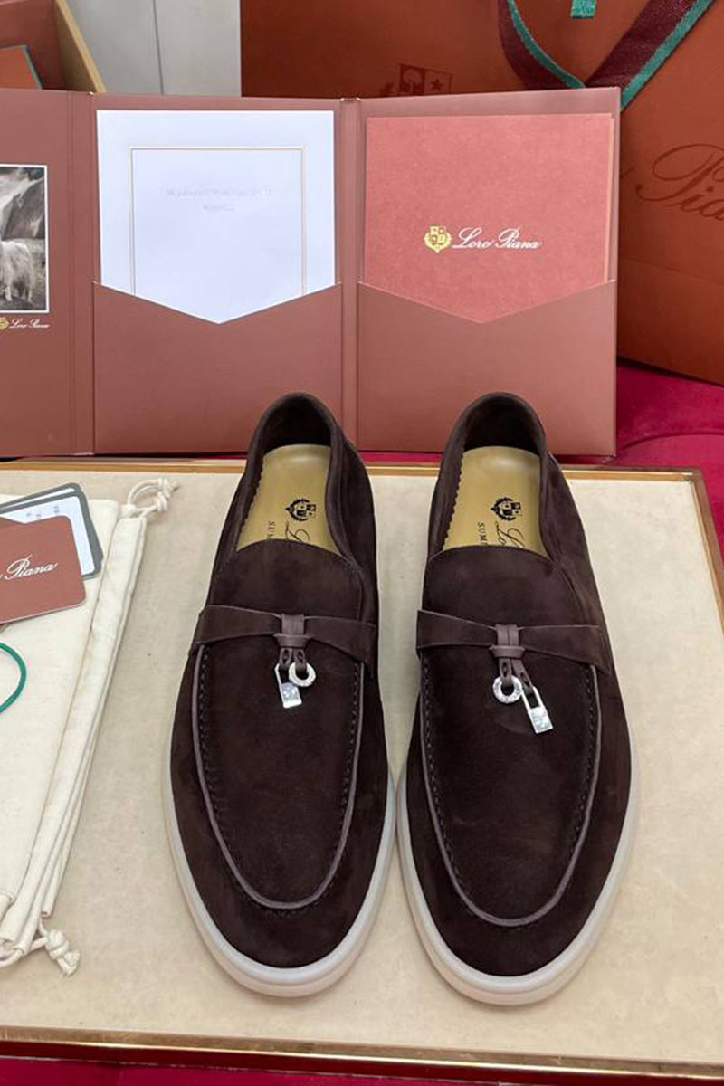 Loro Piana Женские замшевые лоферы Summer Charms Walk premium