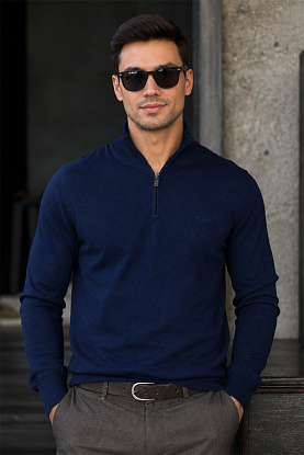 Мужской джемпер quarter zip - Navy 