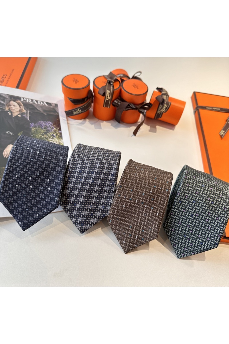 Hermes Галстук geometric logo-print premium - Black