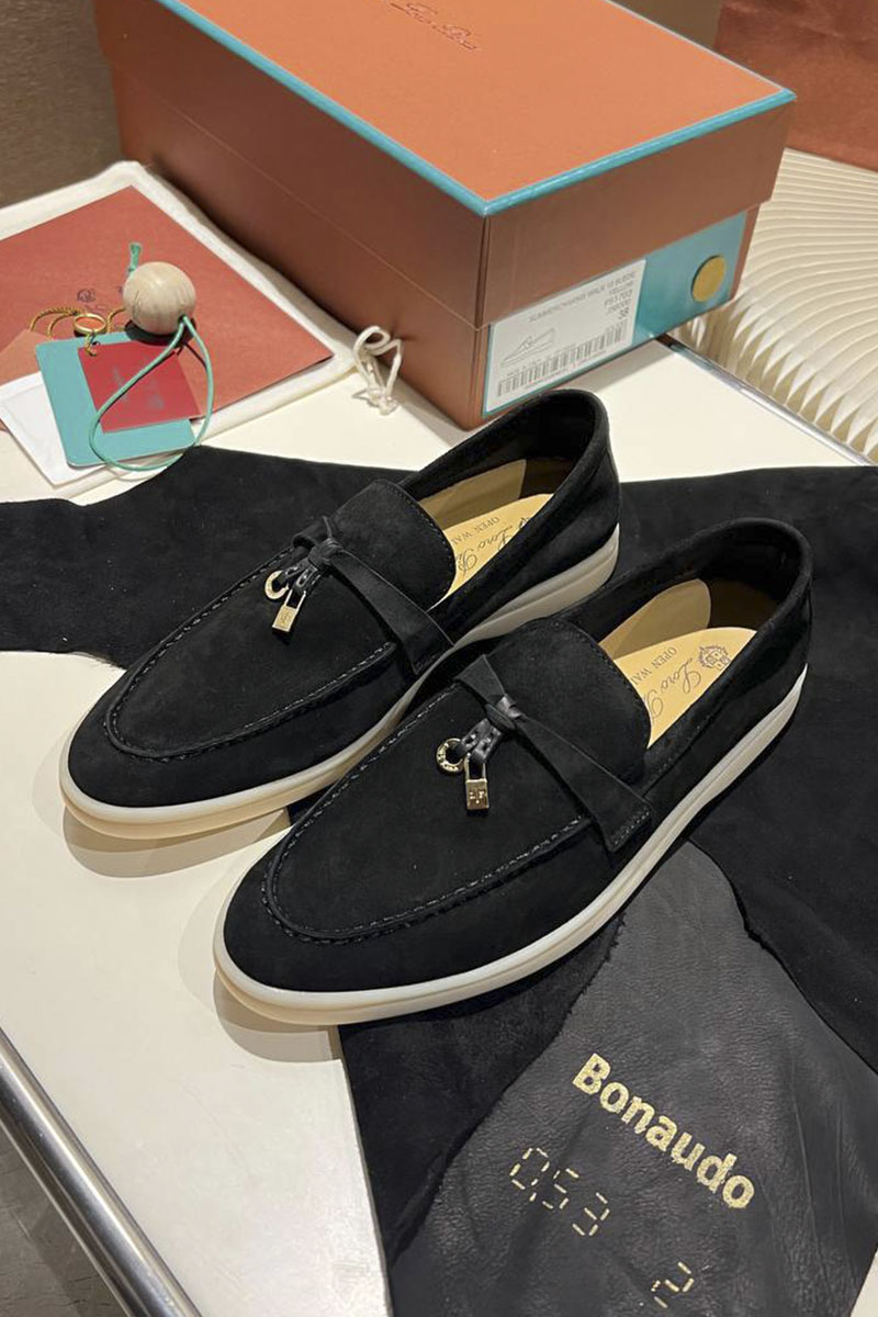 Loro Piana Женские замшевые лоферы Summer Charms Walk premium