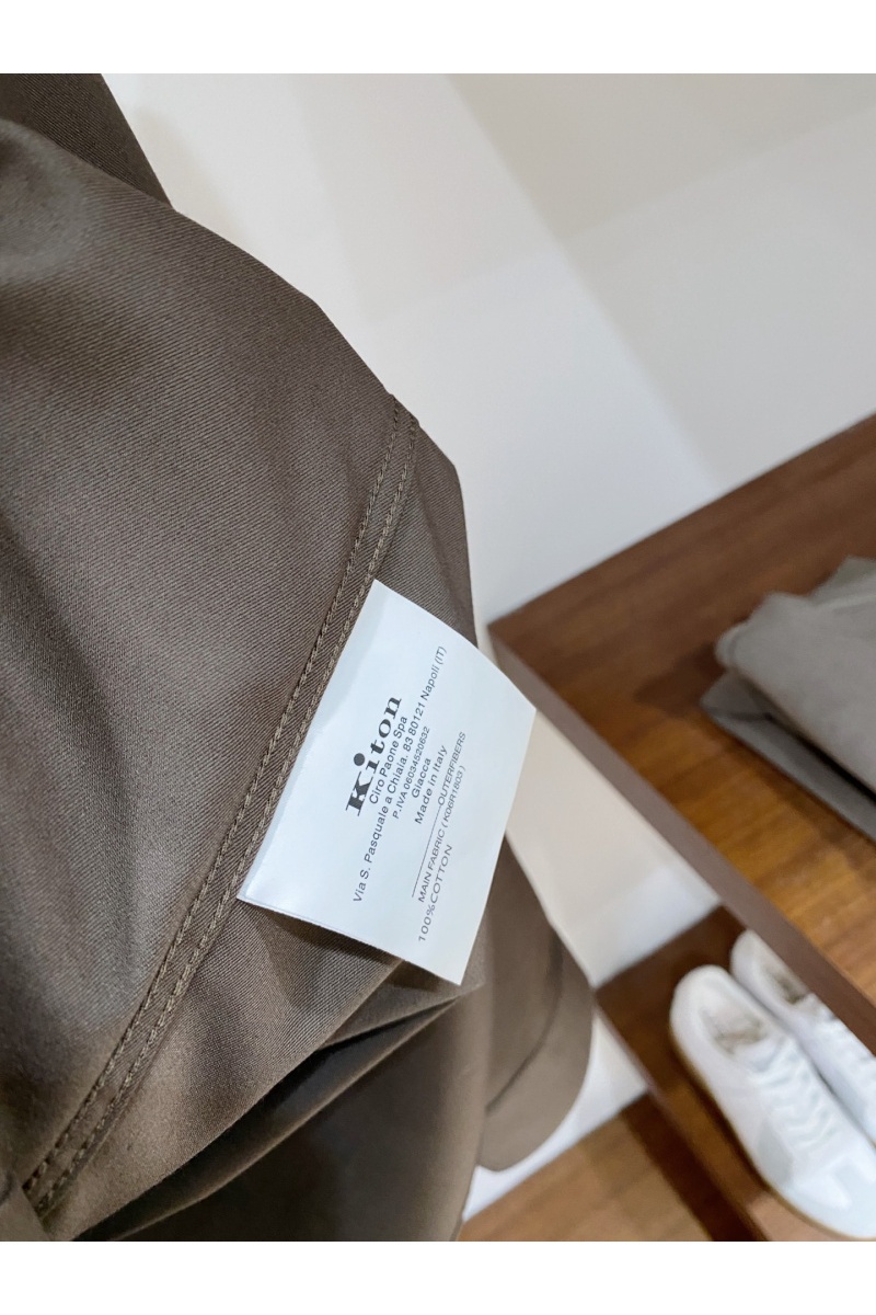 Kiton Мужская коричневая рубашка premium