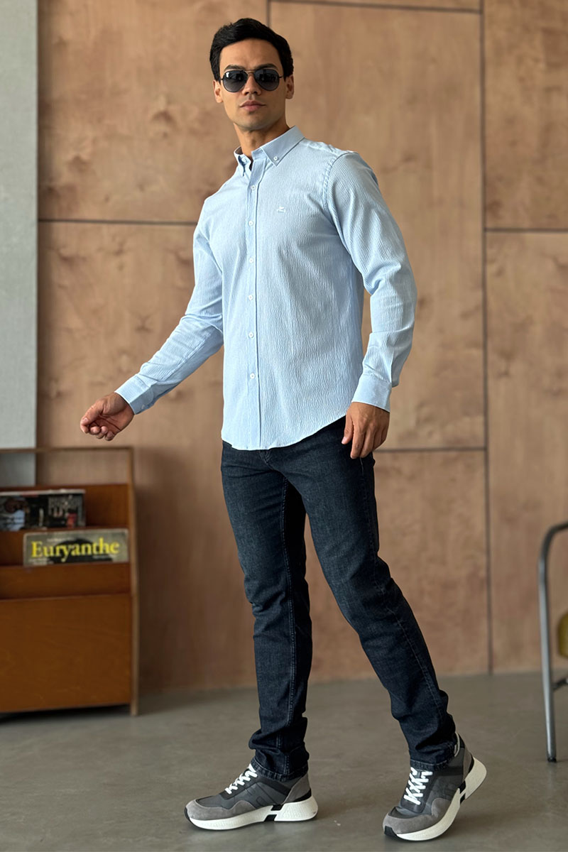 Etro Мужская голубая рубашка Pegasus logo