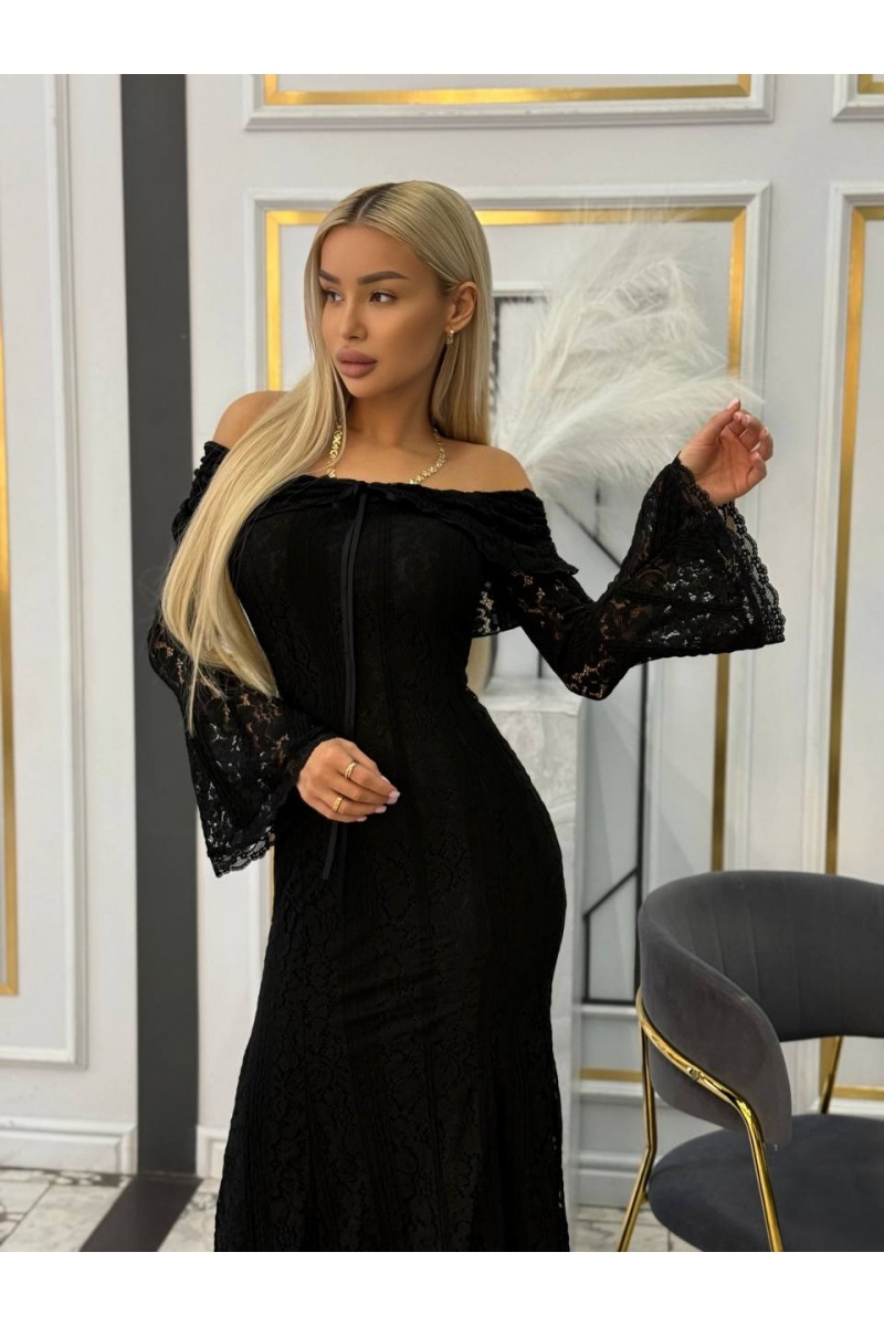 MIU MIU Кружевное женское платье с открытыми плечами 