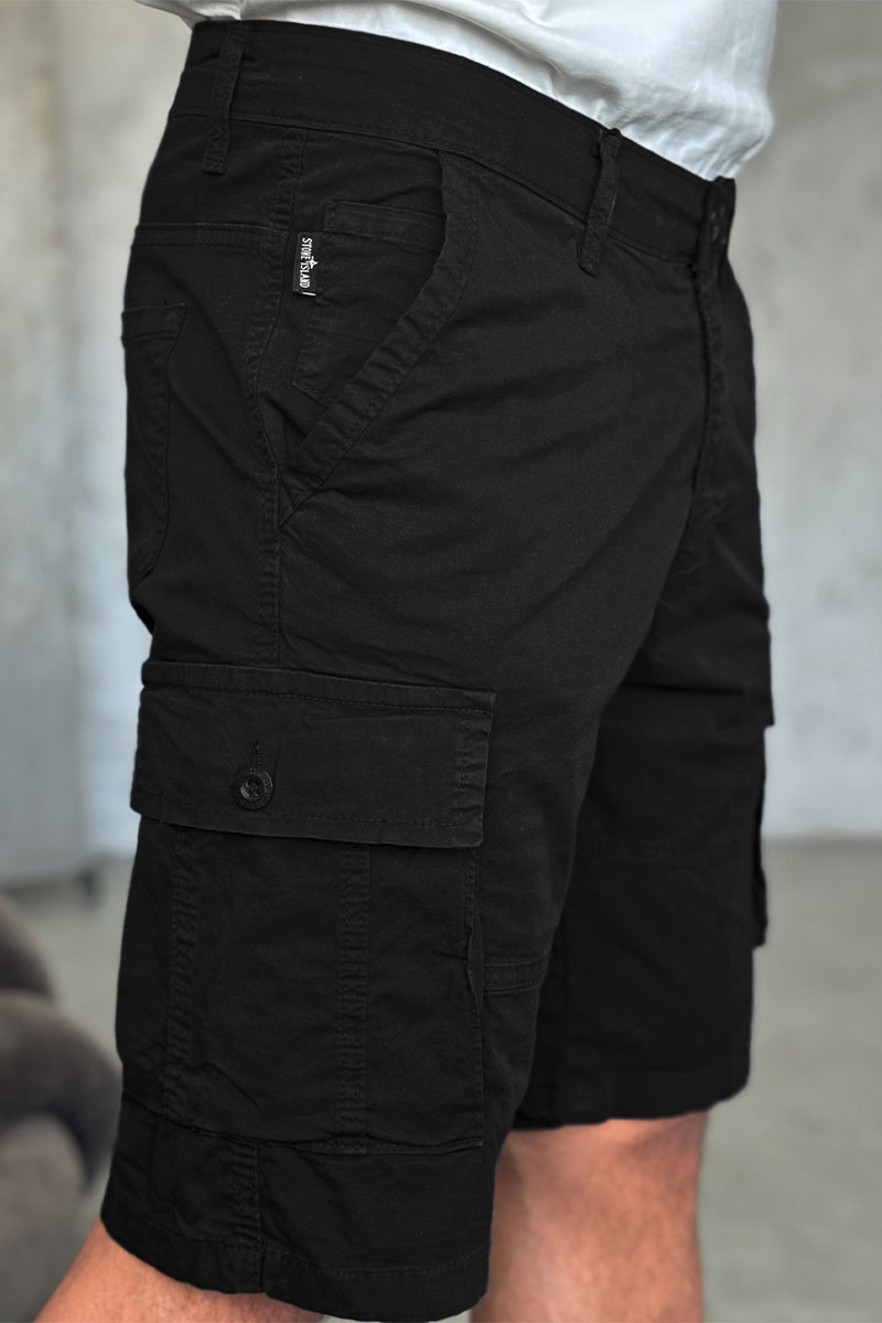 Stone Island Чёрные шорты cargo compass-patch