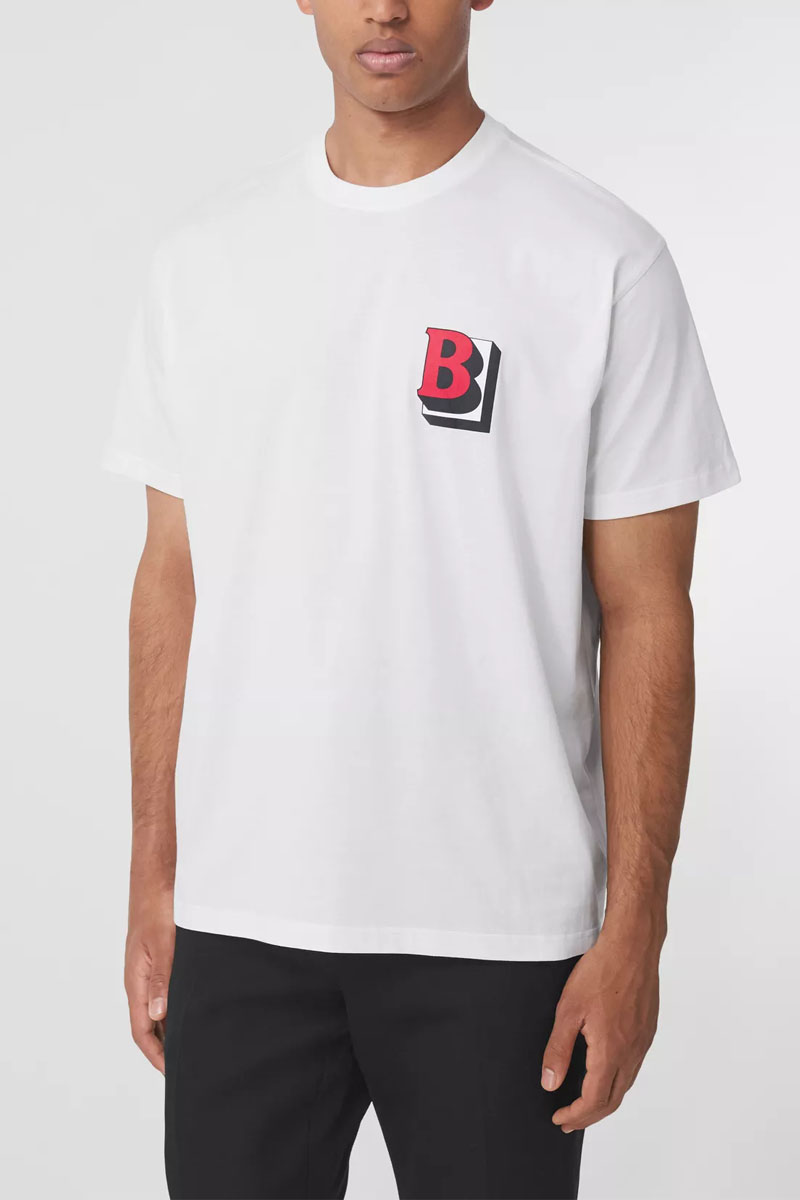 Burberry Белая оверсайз футболка 3D Logo
