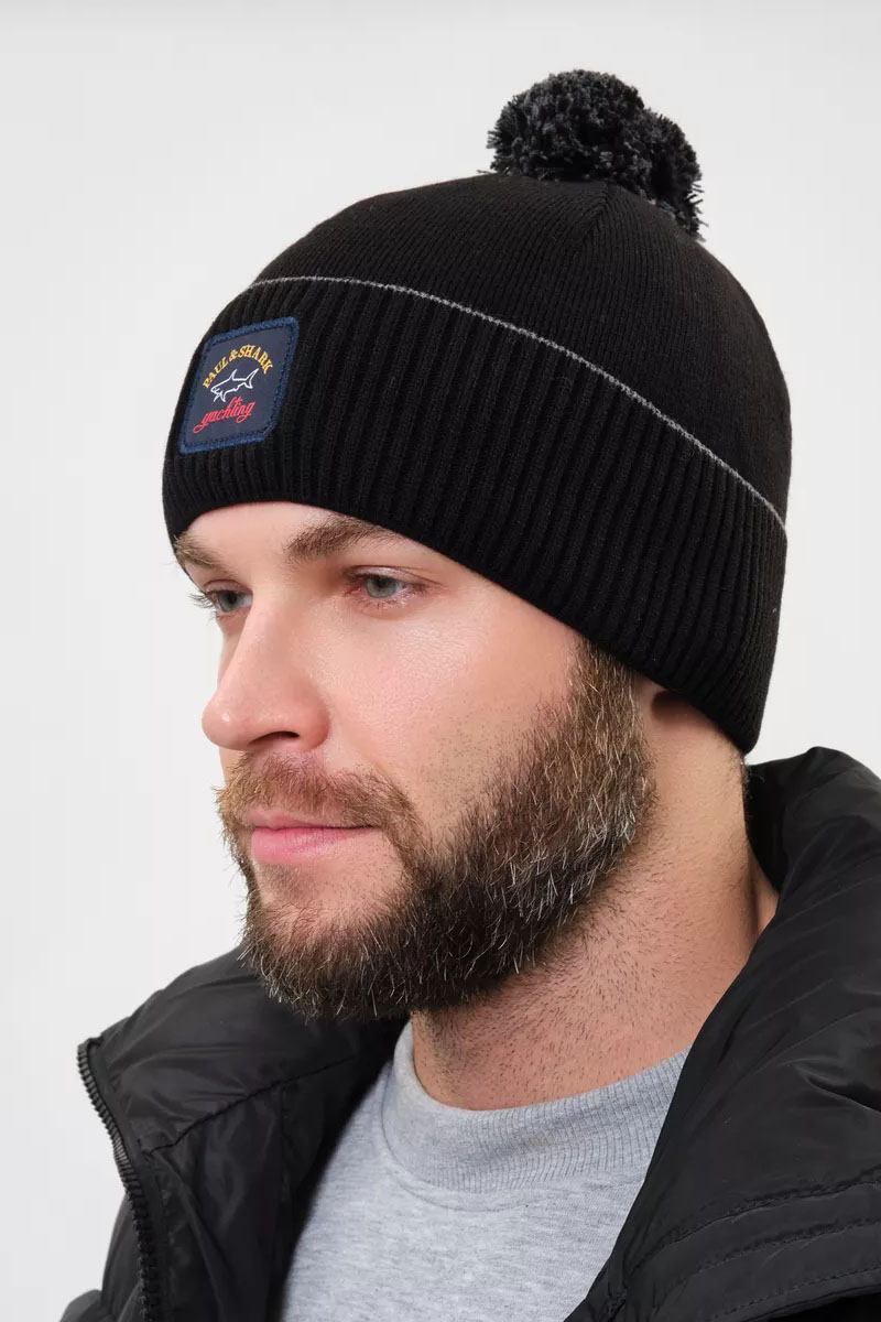 Paul & Shark Шапка на флисе logo-badge - Black 