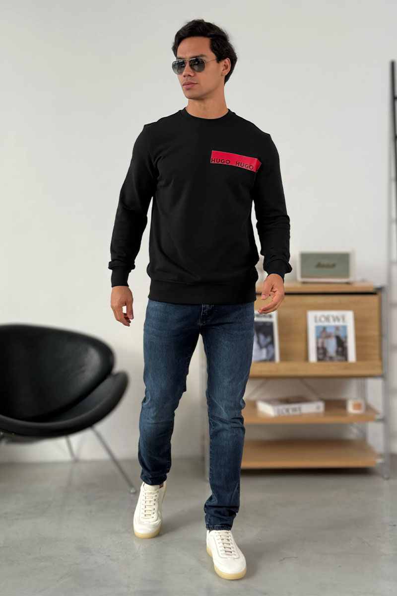 Hugо Воss Чёрный свитшот Dranach chest-tape