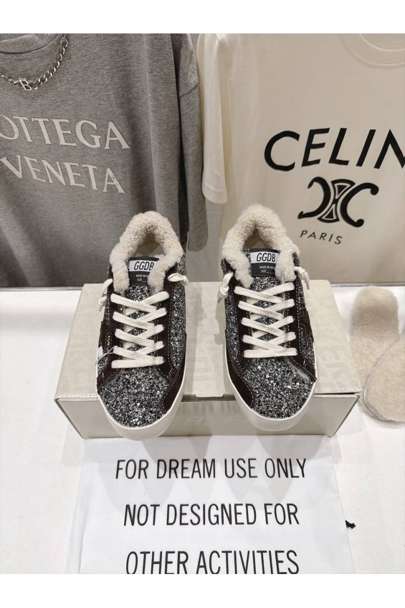 Designer Clothing Женские комбинированные кроссовки с мехом Golden Goose Ball Star premium
