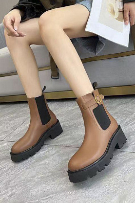 Женские кожаные сапоги premium - Brown