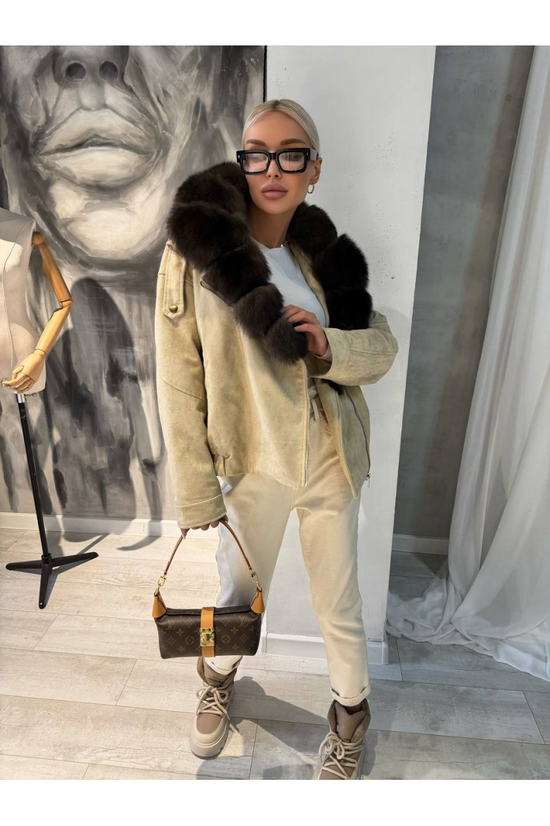 Max Mara Женский бомбер с натуральным мехом premium