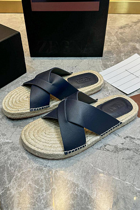 Мужские шлёпанцы leather - Navy