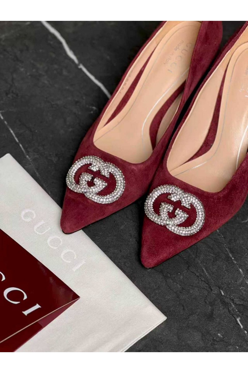 Gucci Женские замшевые туфли GG premium