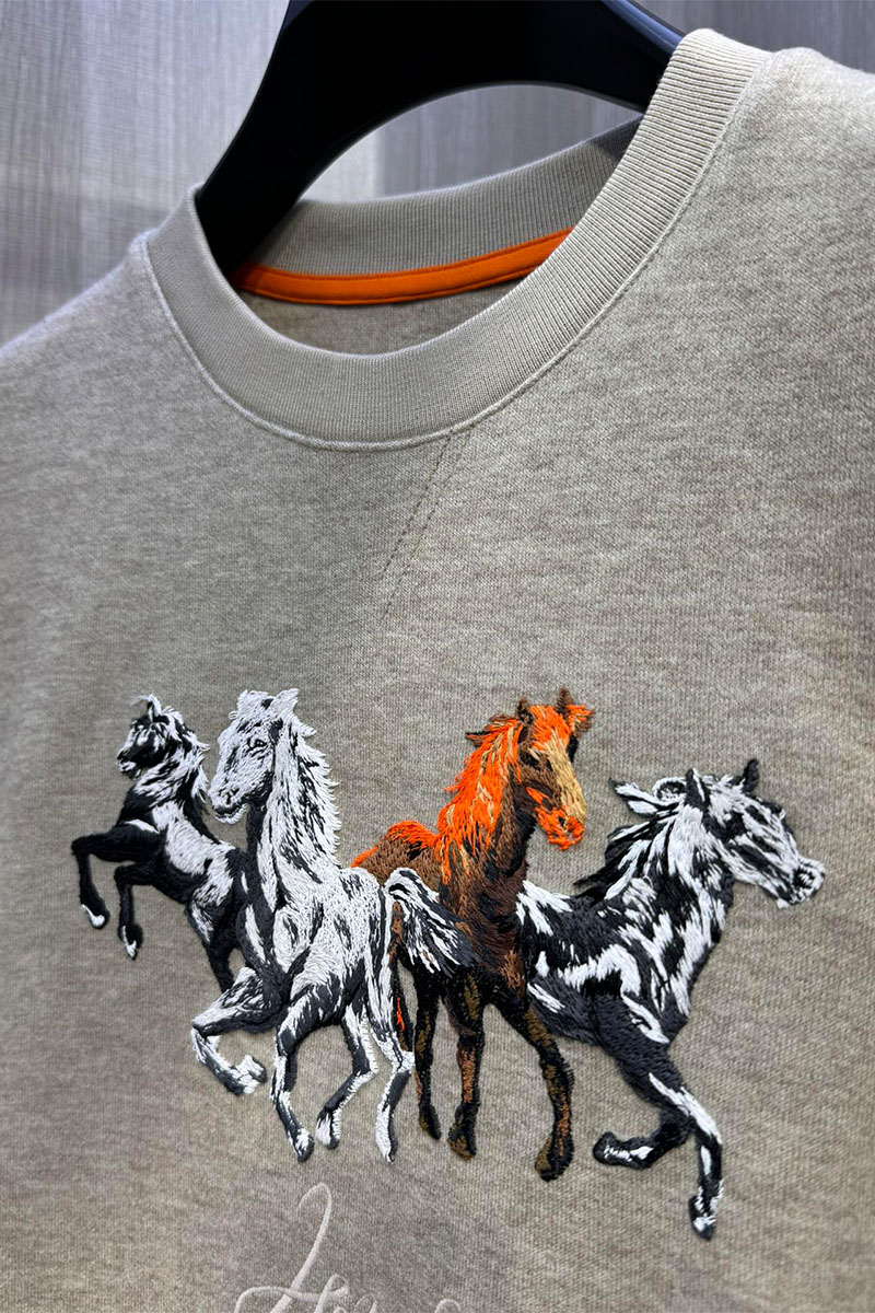 Hermes Мужской свитшот бежевого цвета