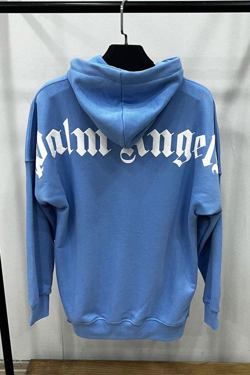 Palm Angels Голубое оверсайз худи Classic logo-print