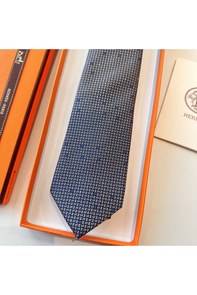 Hermes Галстук geometric logo-print premium - Navy