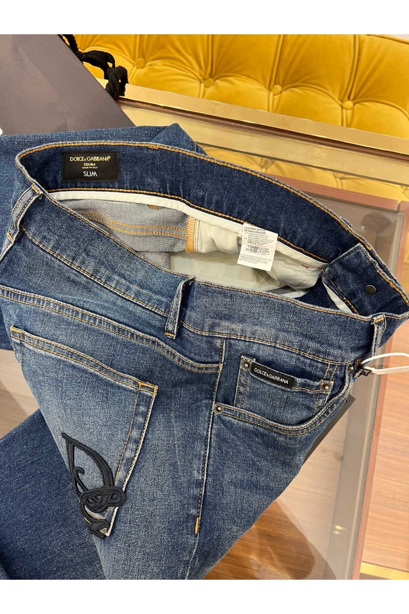 Dоlсе & Gаbbаnа Мужские синие джинсы slim fit Premium