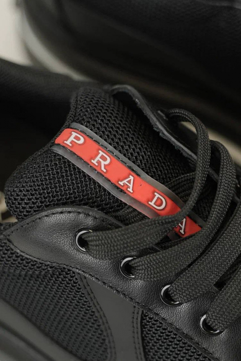 Prada Комбинированные кроссовки logo-stripe - Black