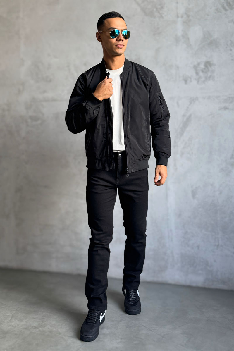 Palm Angels Мужской чёрный бомбер Miami logo-print