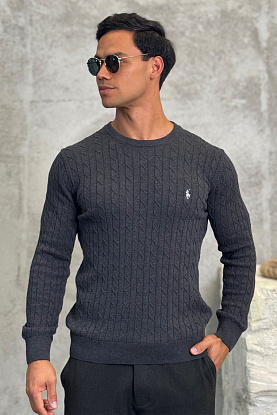 Мужской джемпер cable-knit - Dark Grey