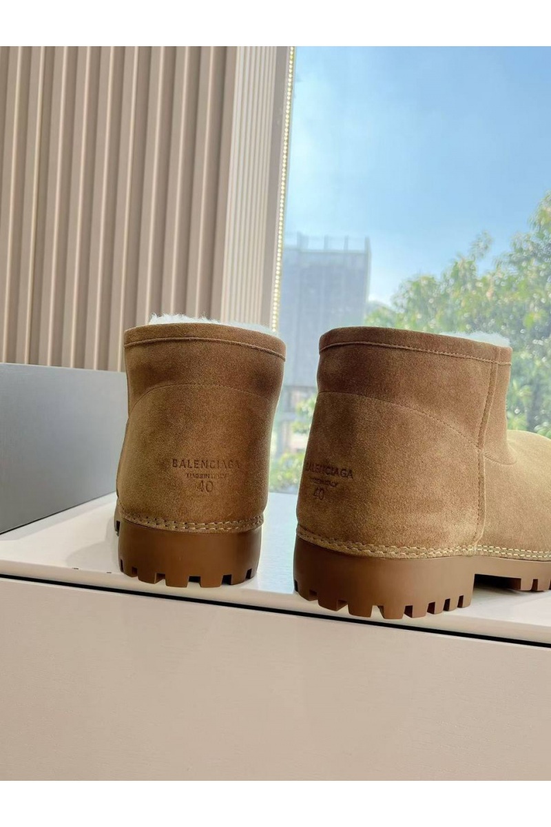 Balenciaga Женские ботинки Alaska Fur Bootie Premium - Brown