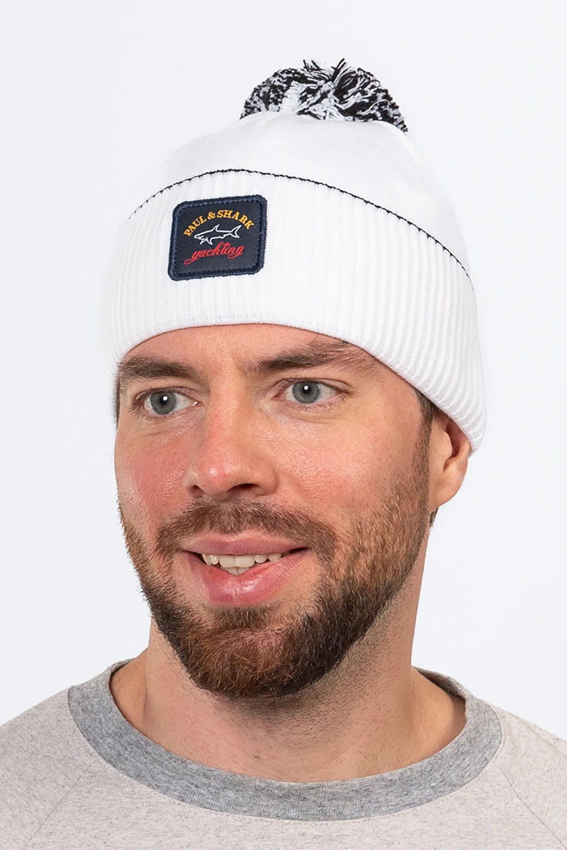 Paul & Shark Шапка на флисе logo-badge - White