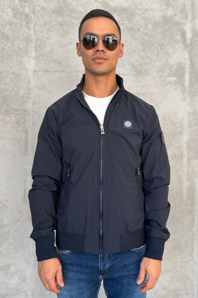 Stone Island Мужская тёмно-синяя куртка с патчем на плече