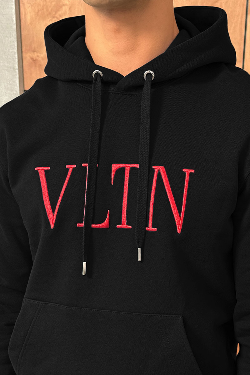 Valentino Мужское чёрное худи logo-embroidered