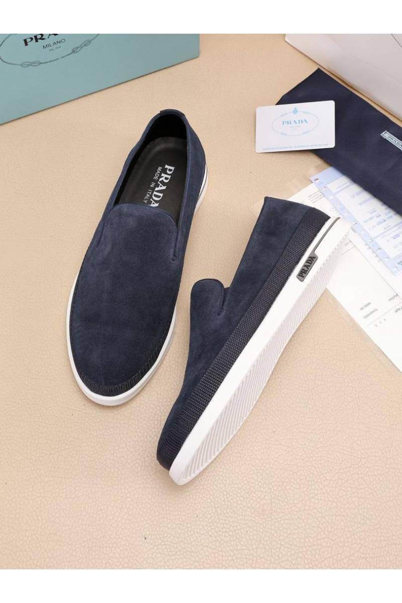 Prada Мужские замшевые слипоны Saint Tropez - Indigo