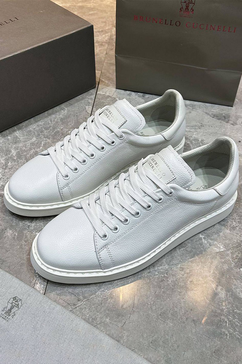 Designer Мужские кроссовки grain leather - White