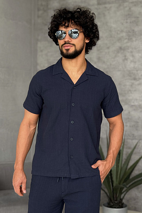 Мужская рубашка тёмно-синего цвета