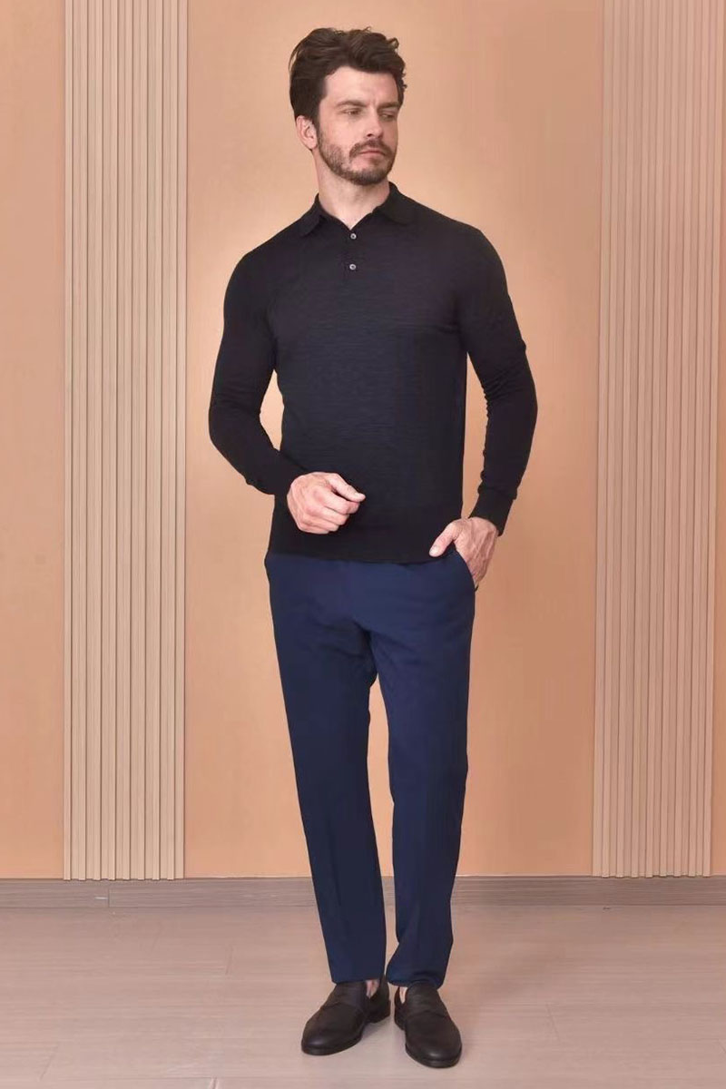 Loro Piana Поло с длинным рукавом Premium - Black Flower Gray
