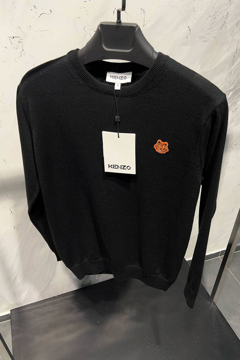 Kenzo Мужской чёрный джемпер Tiger logo-patch