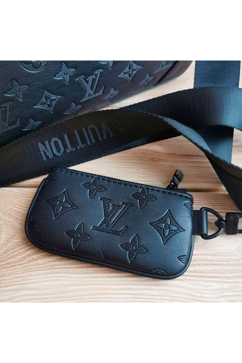 Lоuis Vuittоn Кожаная сумка Duo Messenger Monogram Shadow 25x18 см