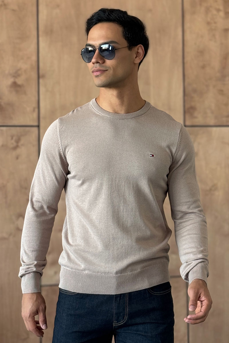 Tommy Hilfiger Мужская кофта бежевого цвета logo-embroidered 