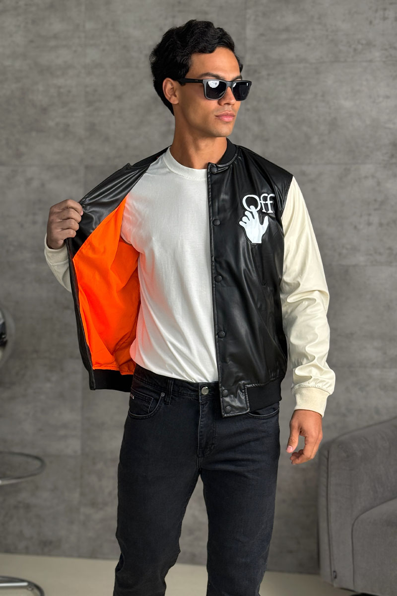 Off-White Мужской чёрный бомбер  Hands Off logo